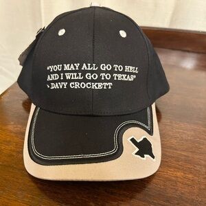 Black & Tan Texas Quote Baseball Cap Davy Crockett NWT